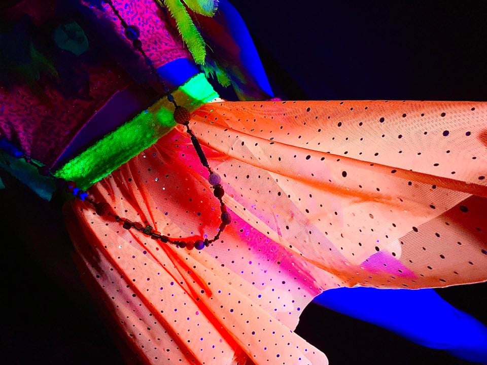 UV Roller Rave Skirt with Holographic Dots
