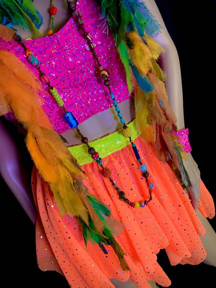 UV Roller Rave Skirt with Holographic Dots