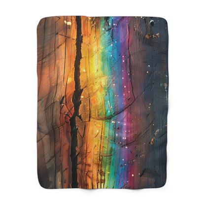 Prismadic Forest Festival Blanket, Fleece Blanket, Sherpa Blanket, Rainbow Blanket