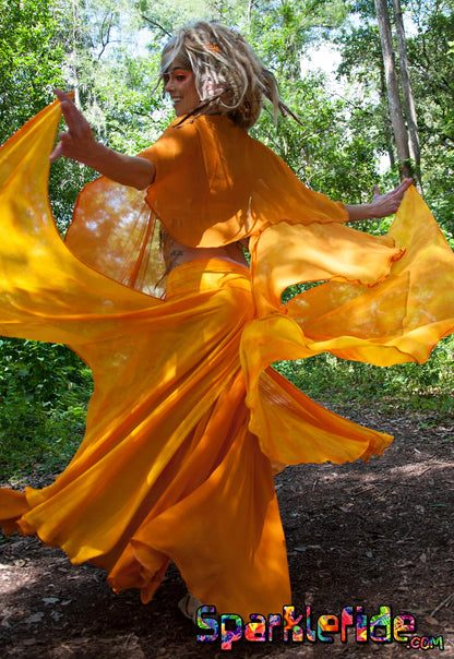 UV Lily Fire Infinity Flow Silk Skirt With Matching Shawl