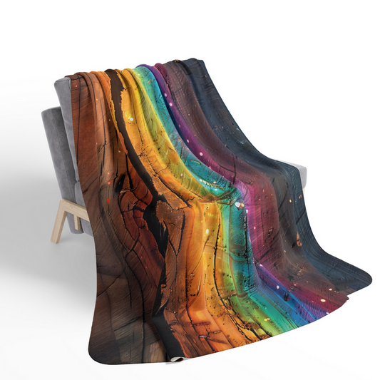 Prismadic Forest Festival Blanket, Fleece Blanket, Sherpa Blanket, Rainbow Blanket