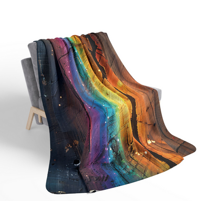 Prismadic Forest Festival Blanket, Fleece Blanket, Sherpa Blanket, Rainbow Blanket