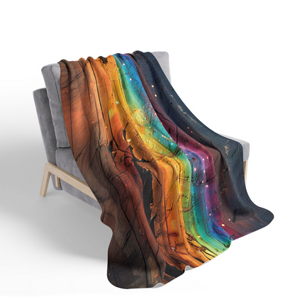 Prismadic Forest Festival Blanket, Fleece Blanket, Sherpa Blanket, Rainbow Blanket