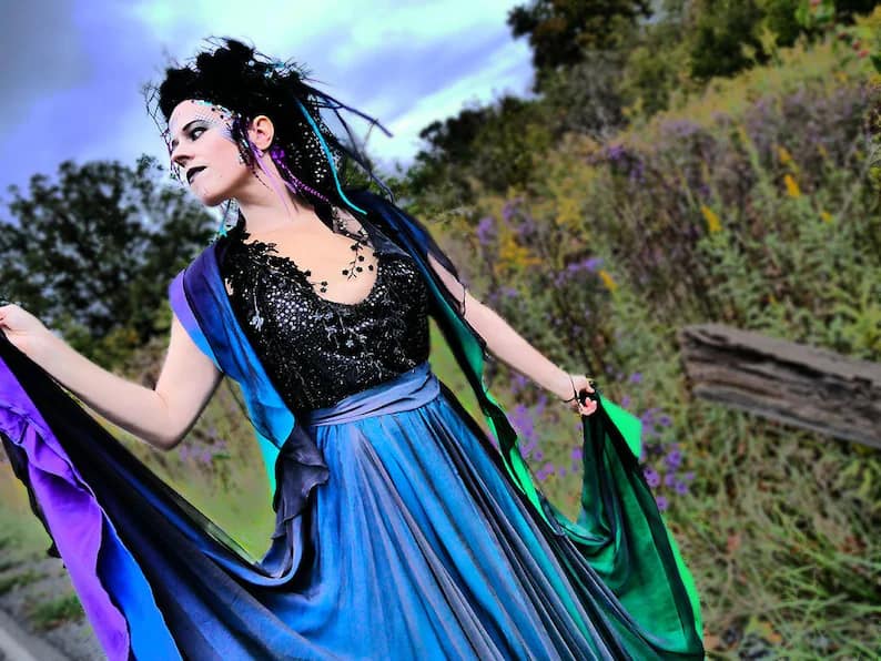 Will-o'-the-wisp Gothic Silk Wedding Dress