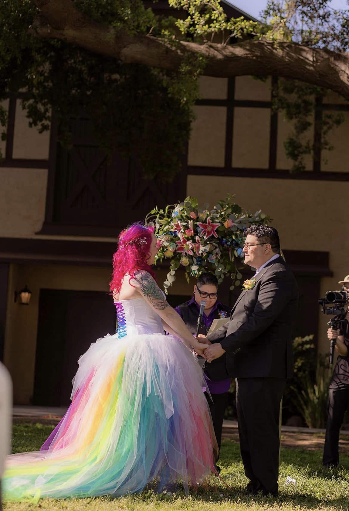 Floor Length LED Rainbow Wedding Dress