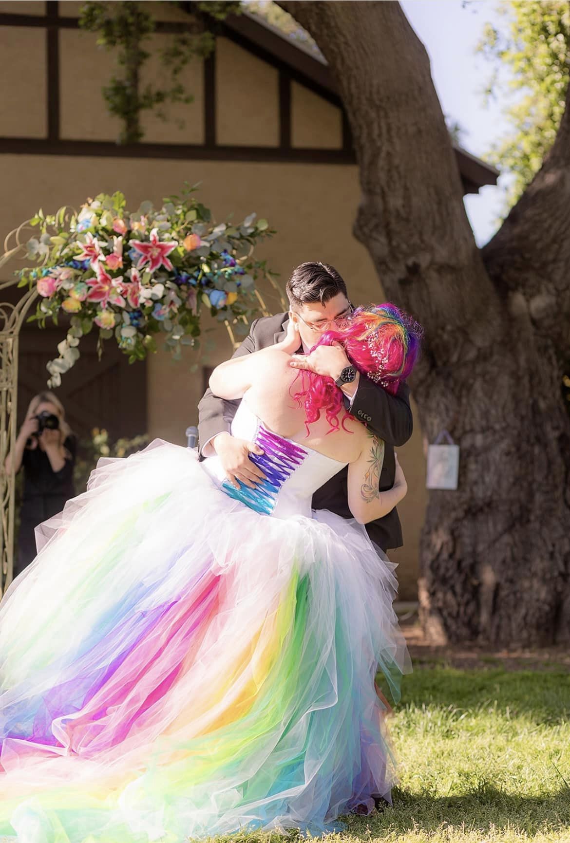 Floor Length LED Rainbow Wedding Dress