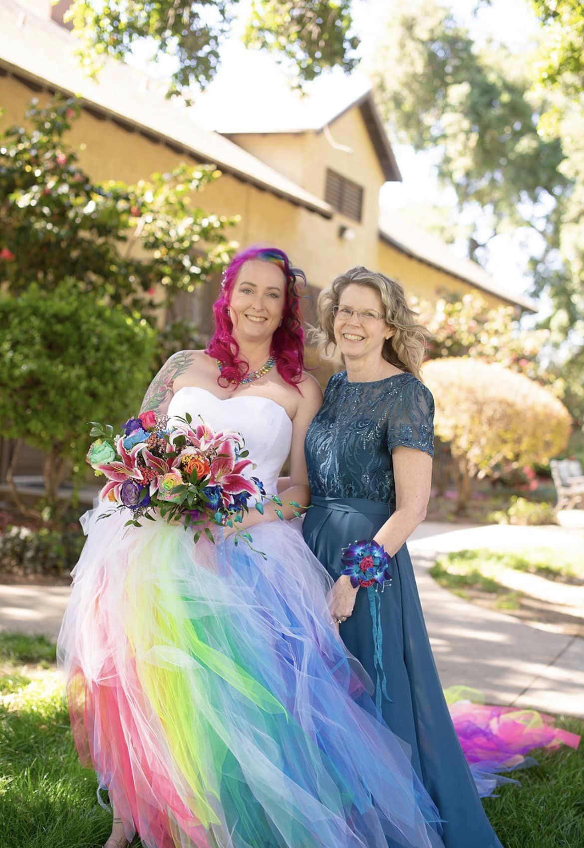 Floor Length LED Rainbow Wedding Dress