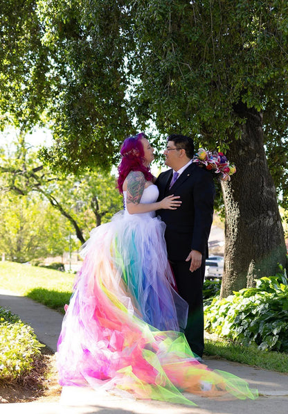 Floor Length LED Rainbow Wedding Dress