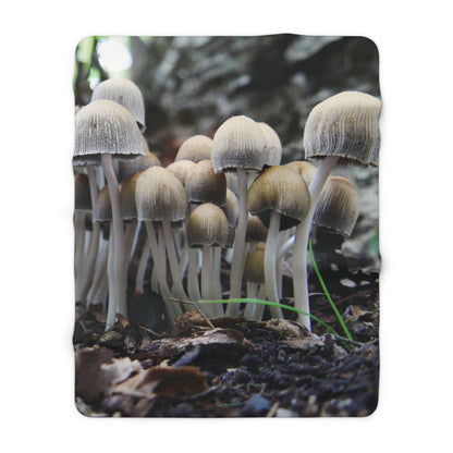 Mushroom Family Festival Blanket, Fleece Blanket, Sherpa Blanket, Rainbow Blanket