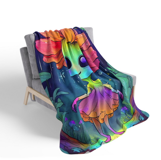 Rain Dance Festival Blanket, Fleece Blanket, Sherpa Blanket, Rainbow Blanket
