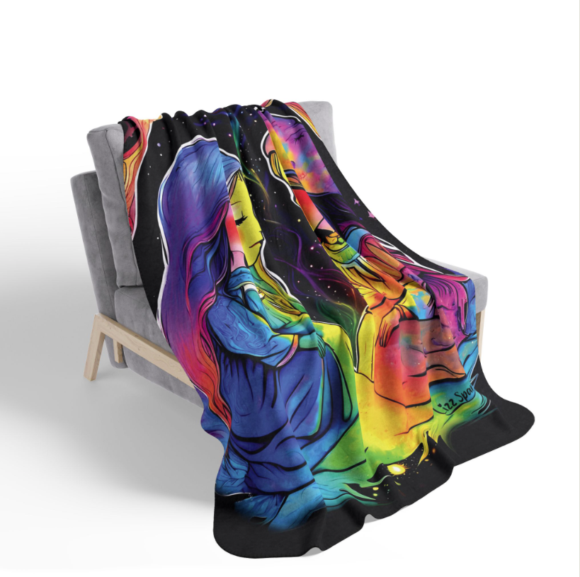 Sister Of The Rainbow Festival Blanket, Fleece Blanket, Sherpa Blanket, Rainbow Blanket