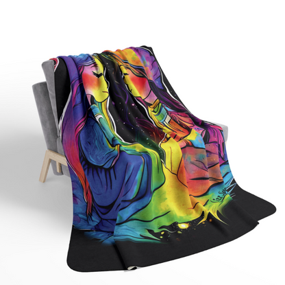Sister Of The Rainbow Festival Blanket, Fleece Blanket, Sherpa Blanket, Rainbow Blanket